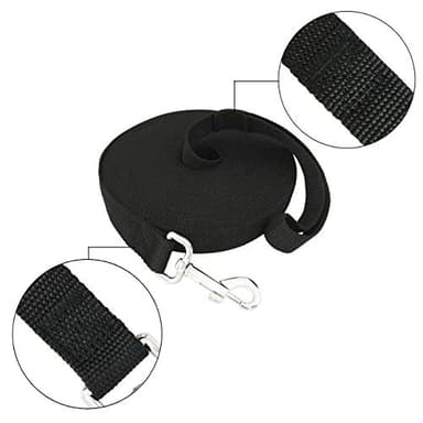 SALO Nylon Training Dog Leash for Small Medium Large Dogs, 1 Inch Wide, 20ft 30ft 40ft 50ft Long Leash Dog/Puppy Lead for Obedience Recall Training, Camping, or Backyard (40 Foot, Black) - Image 2