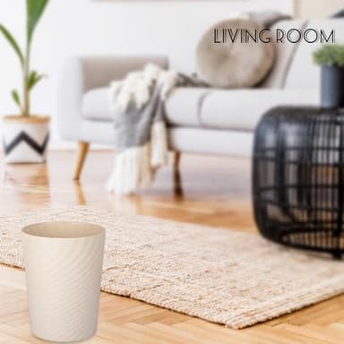 UUJOLY Plastic Small Trash Can Wastebasket, Garbage Container Basket for Bathrooms, Laundry Room, Kitchens, Offices, Kids Rooms, Dorms, (Beige, 1.8 Gallon/2 Pack) - Image 6