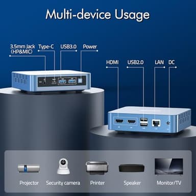 WI-6 Pro Mini PC, Intel 12th Gen N95 Mini Computer,16GB DDR4 RAM 512GB SSD,Triple 4K Display/2*USB3.0/WiFi/Bluetooth/Full Function Type-C/LAN/Support 32GB RAM and 2TB SSD Extensions - Image 4