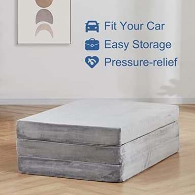 SINWEEK Tri Folding Mattress Foam Topper 4" Thickness Floor Cot Mattress, Guset Bed with Removable&Machine Washable Cover and Lining, CertiPUR-US Certified 38 x 80 Inch - Image 6