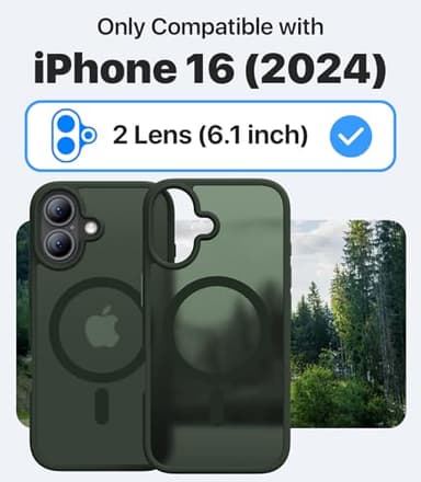 CAHEJILU Magnetic for iPhone 16 Case,[Compatible with MagSafe][Military Grade Drop Protection] Anti-Fingerprint Translucent Matte Shockproof Protective Case for iPhone 16 Phone Case 6.1",Alpine Green - Image 6