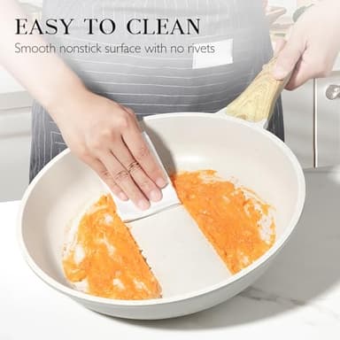 GiPP Nonstick Frying Pan Skillet - 9.5" White Granite Non Stick Fry Pans, Omelette Pan Healthy Stone Cookware Compatible with All Stovetops, PFOA Free - Image 5