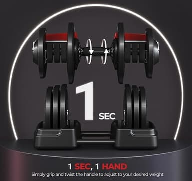 Yaheetech Adjustable Dumbbell Set 90lbs Fast Adjust Dumbbells Pair 2 in 1 Dumbbell Weight Set Free Weight Used as Barbell, with Tray for Men/Women Strength Training Equipment - Image 5