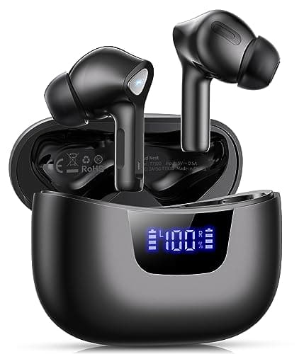 Wireless Earbuds Bluetooth V5.3 Headphones 50H Playback Deep Bass Stereo Ear Buds with LED Power Display Charging Case IPX7 Waterproof Earphones with Mic Headset for Laptop Pad Android/iOS Phones - Image 1