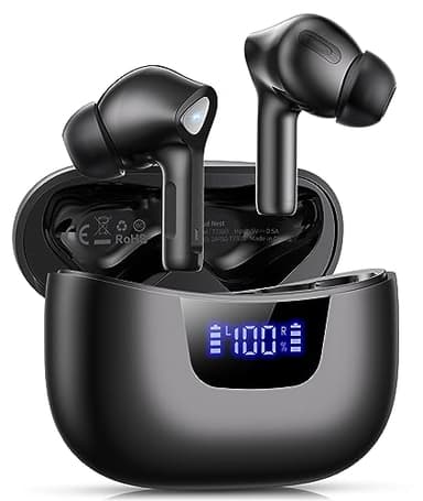 Wireless Earbuds Bluetooth V5.3 Headphones 50H Playback Deep Bass Stereo Ear Buds with LED Power Display Charging Case IPX7 Waterproof Earphones with Mic Headset for Laptop Pad Android/iOS Phones - Image 1