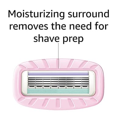 Amazon Basics Women's 4 Blade Razor for Women, Fits AmazonBasics & Venus Handles, Moisturizing Surround, 4 Count, Includes 1 Handle, 2 Cartridges & 1 Shower Hanger, Pink - Image 5