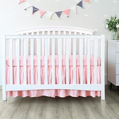 Crib Skirt Pleated Dust Ruffle Pink Nursery Room Decor for Girls Boys Crib Toddler Bedding 14" Drop fit Standard Crib Toddler Bed Skirts Machine Washable - Image 5