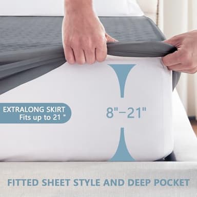 Premium Waterproof Mattress Protector Queen Size, Breathable Bed Cover 3D Air Fabric Cooling Mattress Pad Cover Smooth Soft Noiseless Washable, 8''-21'' Deep Pocket (Gray) - Image 4