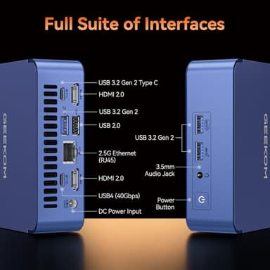 GEEKOM AX8 Pro Mini PC,AMD Ryzen R7-8745HS (8C/16T,up to 4.9GHz) Mini Computers, 32GB DDR5 5600Mhz RAM& 512GB PCIe Gen 4 SSD, Mini Desktop Windows 11 Pro, AMD Radeon 780M /WiFi 6E/BT5.2/2.5G LAN - Image 2