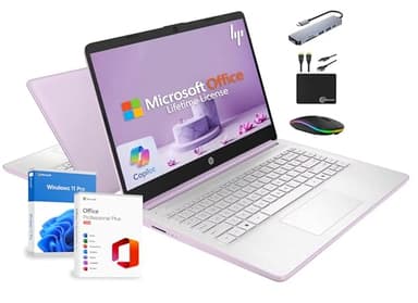 HP 14" Laptop 2025 Business Student Slim Computer, Lifetime MS Office, Copilot AI, Quad-Core Intel CPU, 16GB RAM, 628GB Storage (128GB UFS+500GB Ext), MarxsolAccessory, Wi-Fi 6, Win 11 Pro, Lavender - Image 1