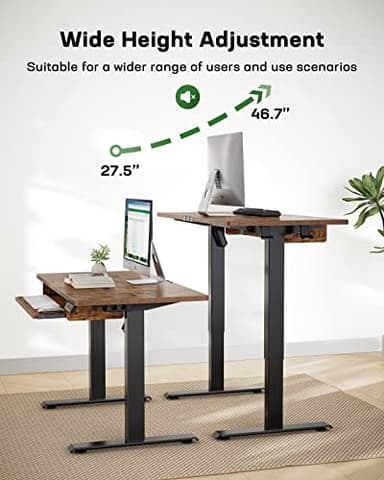 Marsail Standing Desk Adjustable Height with Extra Large Keyboard Tray, Electic 4 Memory Presets Cable Management 2 Storage Hooks, Sit Stand Up for Home Office, Rustic, 48Inch (TZESD14V) - Image 5