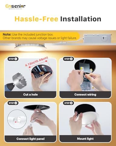 Ensenior 24 Pack 4 Inch LED Recessed Ceiling Light, Dimmable, 6000K Clear White, 750LM 9W 120V, High Brightness Canless Wafer Downlight - ETL&FCC&IC - Image 6