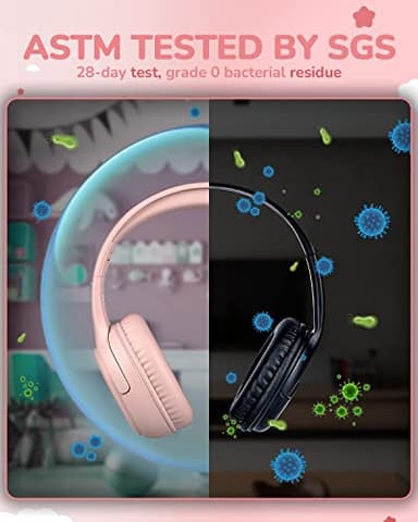 Kids Headphones with Microphone Foldable Stereo Tangle-Free 3.5mm Jack Wired Cord On-Ear Headset for Children/Teens/Boys/Girls/Smartphones/School/Kindle/Airplane Travel/Plane/Tablet (Pink) - Image 3