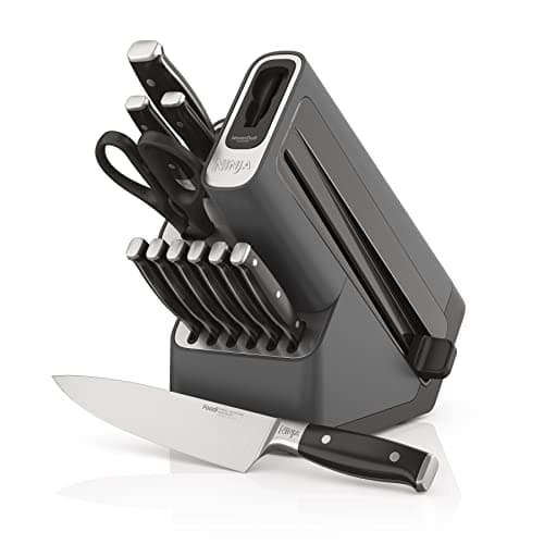 Ninja K32012 Foodi NeverDull Premium Knife System, 12 Piece Knife Block Set with Built-in Sharpener, German Stainless Steel Knives, Black - Image 1