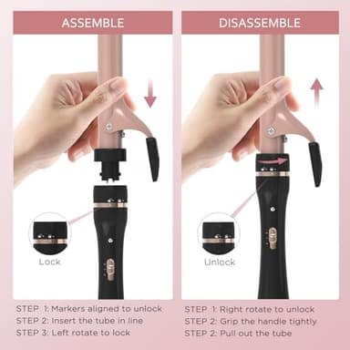 javelove 3 in 1 Curling Iron Set with Thermal Brush (1.5") and 2 Interchangeable Ceramic Curling Wand(0.51"-1"), 2 Temp Heating Setting, Include Heat Protective Glove & 2 Clips& Storage Bag - Image 7