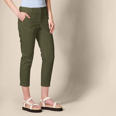 Amazon Essentials Women's Mid-Rise Slim-Fit Stretchy Cropped Tapered Leg Khaki Dress Pants (Available in Plus Size), Dark Olive, 18 - Image 2