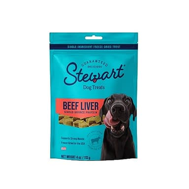 Stewart Single Ingredient Freeze Dried Raw Dog Treats, Beef Liver, 4 Ounce, Approx. 90 Pieces per Resealable Pouch, Training Treats or Meal Topper, High Protein, Grain Free, Gluten Free - Image 1