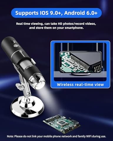 T TAKMLY Wireless Digital Microscope Handheld USB HD Inspection Camera Magnifying Glass with Light, 50x-1000x Magnification with Stand Compatible with iPhone, iPad, Samsung Galaxy, Android, PC - Image 4