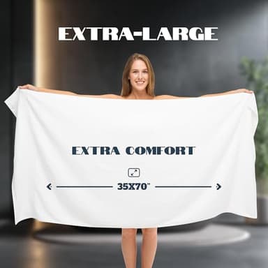 White Classic Luxury Bath Sheets Towels for Adults Extra Large 35x70 Inch - 700 GSM Turkish Cotton, Highly Absorbent | Hotel Collection | 2 Pack - Image 4