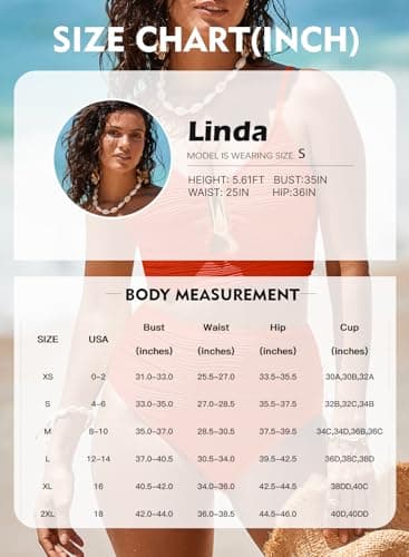 Herseas Womens Sexy U Wired Ruched Push Up 2 Piece Bikini Tummy Control High Waisted Cutout Adjustable Straps Swim Suits Orange Medium - Image 6