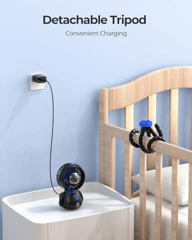 SLENPET Astronaut Portable Stroller Fan, Baby-Safe Clip-on with Detachable Flexible Tripod, Rechargeable Battery-Operated, 3-Speeds, 270° Rotation - Ideal for Car Seats, Cribs, Treadmills, Travel - Image 4