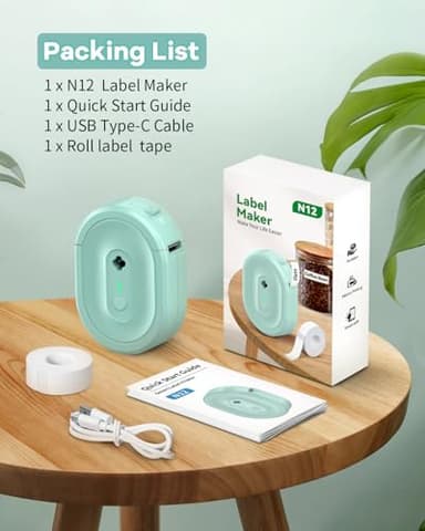 NDYIN Label Maker Machine with Tape, N12 Portable Bluetooth Label Printer, Wireless Mini Label Makers Thermal Sticker with Multiple Templates for Home, Kitchen, School, Office Organization, Green - Image 7