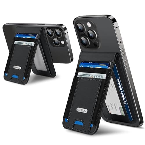 For Magsafe Wallet Stand, Strongest Magnetic Wallet for iPhone 17/16/15/14/13 Series, for iPhone Walle t with Adjustable Stand, ID Window, 4 Card Slot, Hold 10 Card, VeganLeather, RFID Blocking, Black - Image 1