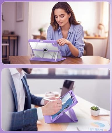 MoKo for iPad Air 11 Inch Case 7th/6th Generation M3/M2 2025/2024, iPad Air 5th/4th Gen Case 10.9 Inch 2022/2020 with Pencil Holder, Screen Protector, Lens Protector, Magnetic Multi Angle, Purple - Image 8