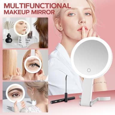 MIYADIVA Lighted Makeup Mirror, 30X Magnifying Mirror with Light and Adjustable Brightness, Hanging and Handheld Mirror with Handle, Portable Travel Makeup Mirror with Lights, Vanity Mirrors for Women - Image 6