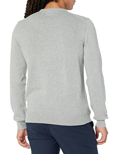 Amazon Essentials Men's Long-Sleeve Crewneck Sweater, 100% Cotton, Big & Tall Options Available, Light Grey Heather, 4X-Large Big Tall - Image 2