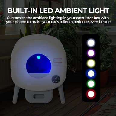 Fsitego Self Cleaning Litter Box: Extra Large Automatic Litter Box Self Cleaning for Multiple Cats, Odor-Free, App-Controlled, Ambient Light Waste Disposal - Image 7