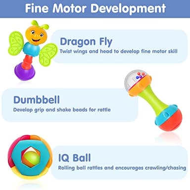 iPlay, iLearn 10pcs Baby Rattles Toys Set, Infant Grab Shake Rattle, Easy Hold Sensory Teether, Babies Development Learning Music Toy, Newborn Shower Birthday Gift 1 2 3 4 5 6 7 9 10 12 Month Boy Girl - Image 5