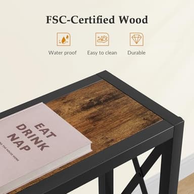 Gewudraw 70 in Skinny Sofa Table Behind Couch, Console Table with Oulets & USB Ports for Hallway, Entryway,Living Room, Bedroom, Rustic Brown - Image 8