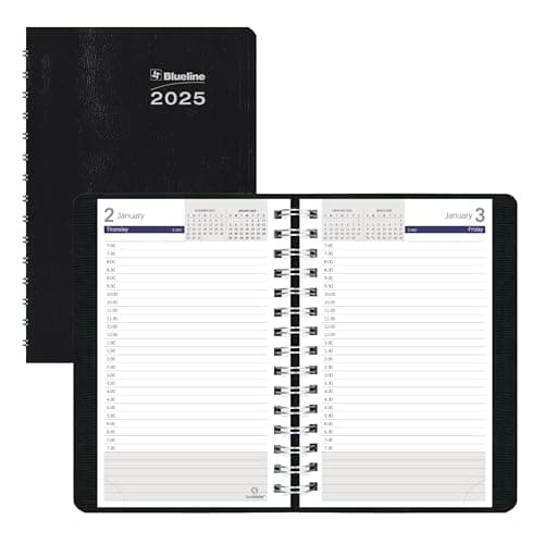 Blueline® 2025 DuraGlobe™ Daily Appointment Book, 12 Months, January to December, Twin-Wire Binding, 8" x 5", Black (C210.21T-25) - Image 1