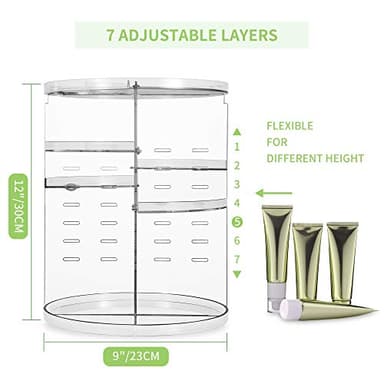 COYAHO 360 Rotating Makeup Organizer, Spinning Countertop, Cosmetic Holder Shelf, Make Up Organizers and Storage for Bedroom, Transparent - Image 4