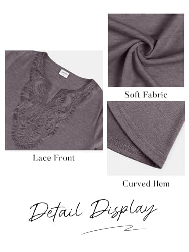 Boho Tops for Women Business Casual Outfits Long Sleeve Shirts V Neck Fall Tops for Women Dressy Blouses Basic Grey Purple L - Image 6