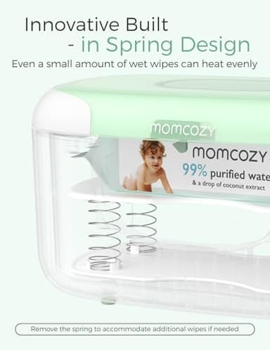 Momcozy New Baby Wipe Warmer, 100pcs Larger Capacity Wipe Dispenser, 10-Min Fast Heating with 4 Temperature Modes, Innovative Spring Design, Silicone & Top Seals,Quick Even Heating, 3-Level Nightlight - Image 5