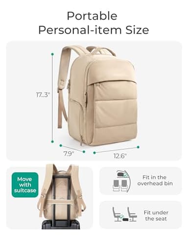 BAGSMART 30L Travel Backpack for Women, Carry on Backpack for Airplanes, Gym Backpack with Shoe Compartment, Lightweight Travel Bag Fits 15.6 Inch, Water-Resistant, Black - Image 3