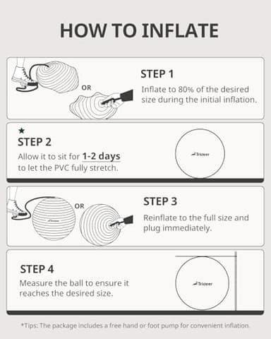 Trideer Yoga Ball for Exercise, Pregnancy & Birthing, 5 Sizes Exercise Ball for Physical Therapy, Stability, Fitness, Quick Pump Included - Image 8