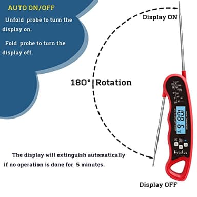 Neoikos Digital Meat Food Thermometer - 2~3S Instant Read Cooking Thermometer, Backlight, Built-in Magnet, Calibration, Foldable Probe for Kitchen Deep Fry BBQ Grill Roast Turkey - Image 4