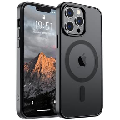 SUPFINE Magnetic for iPhone 13 Pro Max Case (Compatible with MagSafe) (Military Grade Drop Protection) Translucent Matte Shockproof Phone Cover,Black - Image 1