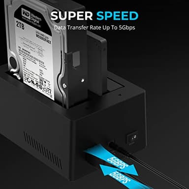SABRENT USB 3.0 to SATA I/II/III Dual Bay External Hard Drive Docking Station for 2.5 or 3.5in HDD, SSD with Hard Drive Duplicator/Cloner Function [20+TB Support] (EC-HD2B) - Image 7