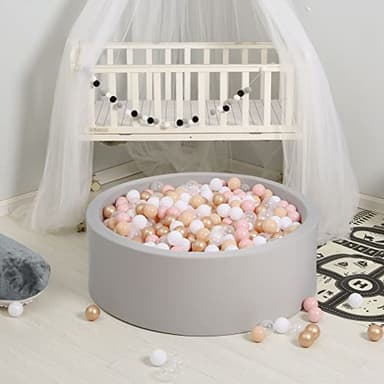 GOGOSO Ball Pits Balls Toddlers 50 100 200 500 Plastics Shape Ball Non-Phthalate Non-BPA Non-Toxic 2.2-Inch Crush Proof Play Balls, Beige+Pink+Pearl Brown+White+Clear, 100 Balls - Image 8