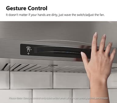 IKTCH 30-inch Wall Mount Range Hood 900 CFM Ducted/Ductless Convertible, Kitchen Chimney Vent Stainless Steel with Gesture Sensing & Touch Control Switch Panel, 2 Pcs Adjustable Lights(IKP02-30'') - Image 3