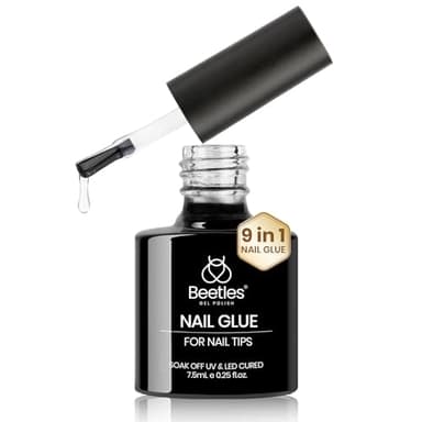 Beetles 9 in 1 Nail Glue Gel for Nail Tips and Clear Acrylic Nails Long Lasting, Curing Needed UV Extension Glue for False Nail Tips and Press on Nails, Fall Halloween Nails - Image 1