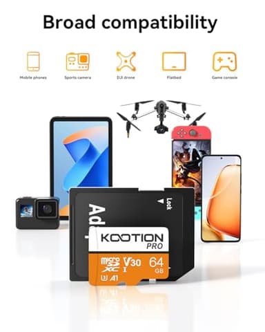 KOOTION 64GB Micro SD Card 3 Pack, U3 High-Speed microSDXC Memory Card, A1, V30 TF Flash Memory Card for 4K Video Recording - Image 5