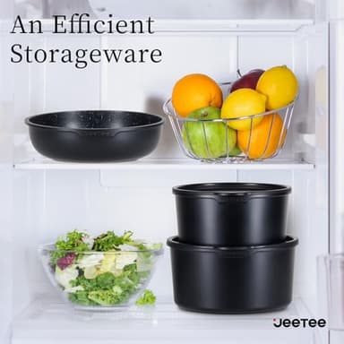 JEETEE Pots and Pans Set Non Stick 17pcs, Kitchen Cookware Sets with Detachable Handle, Induction Nonstick Cookware Set with Removable Handle, Stackable RV Cookware, Oven Safe, PFAS/PFOA Free, Black - Image 9