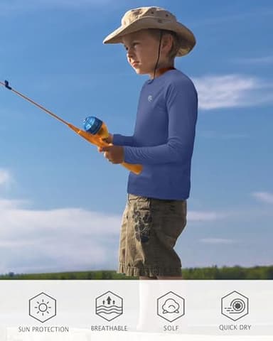 Boys UPF 50+ Swim Shirt Long Sleeve, 1 or 2 Pack UV Sun Protection Rash Guard, Youth Kids SPF Water Shirts for Beach Surf - Image 4