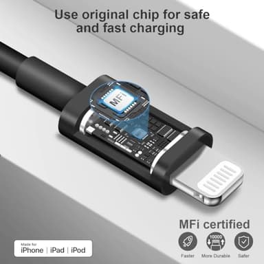 iPhone Charger Fast Charging USB C Charger Block Type C Charge iPad with 6FT C Chargers Cord Compatible with iPhone14/14 Pro Max/13/13Pro/12/12 Pro/11,iPad(Black) - Image 2