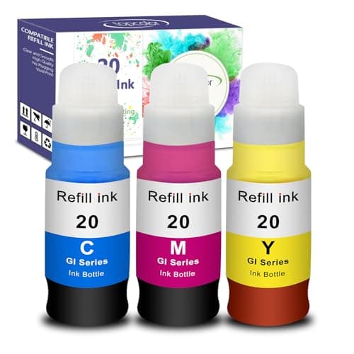 Topcolor GI-20 G7020 G6020 Color Ink Refill Bottles Compatible for Canon 20 Ink Refill Bottles for Canon GI 20 GI20 GI-20 Ink Refill Bottles Set, Compatible for Canon G7020 G6020 G5020 MegaTank - Image 1